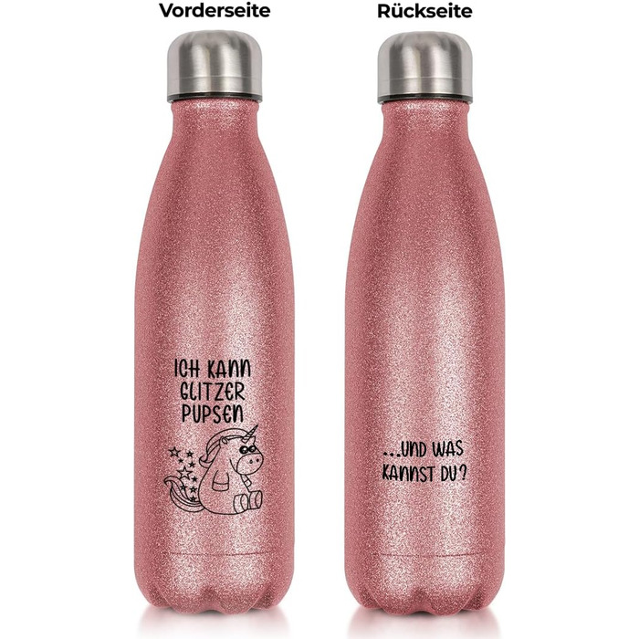 Термобутилка з нержавіючої сталі Glitzer, рожевий, BPA-Free, подарунок