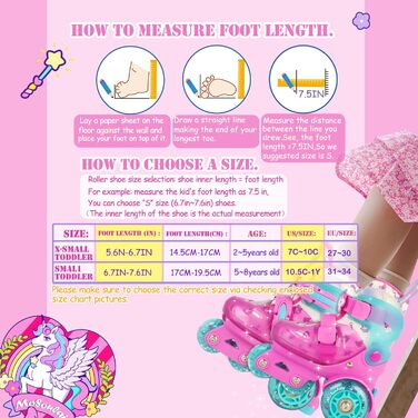 Дитячі ролики Kinder Einhorn для дівчаток та хлопчиків, з підсвічуванням, регульовані, 4 розміри, для початківців, подарунок