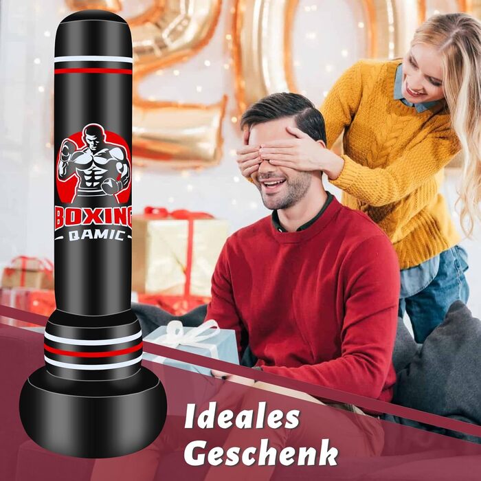 Надувний боксерський мішок QAMIC для дорослих, 180 см, з рукавичками та насосом, PVC 0,5 мм, для MMA, муай-тай, фітнесу, тренувань