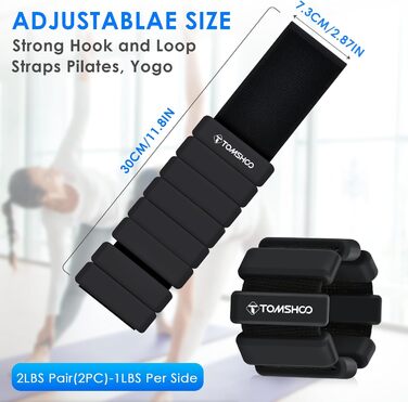 Обтяжувачі для зап'ястя та щиколоток TOMSHOO 2шт, набір, чорні, 2LBS