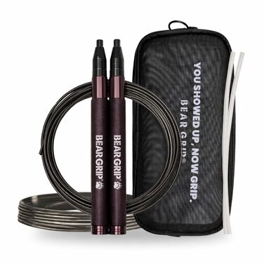 Спортивний скакалка BEAR GRIP Elite Speed Springseil для кросфіту, MMA та боксу, регульована швидкісна скакалка з антиковзаючими ручками для HIIT та кардіо тренувань (темно-фіолетова)