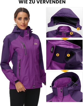 Жіноча трекінг куртка Outdoor, вітронепроникна та водонепроникна куртка-дощовик з капюшоном (фіолетовий, L)