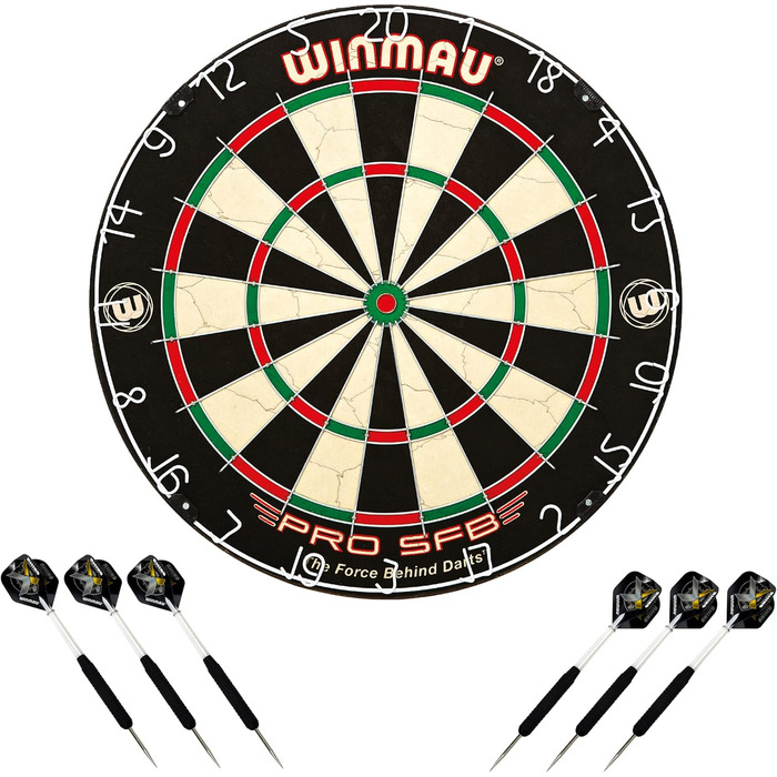 Дартборд Winmau PRO-SFB у комплекті з 2 наборами сталевих дротиків