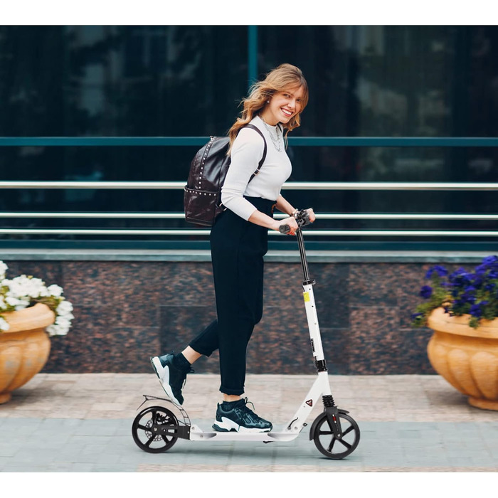 Дитячий та дорослий електричний самокат-трюк з подвійною амортизацією, складний, 200 мм колеса, білий