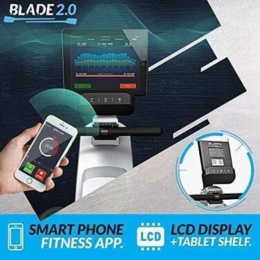 Складаний магнітний гребний тренажер Bluefin Fitness BLADE для дому з 8 рівнями навантаження, LCD-дисплеєм та підтримкою смартфона