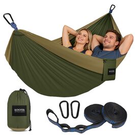 Гамак Kootek для кемпінгу, 227 кг, з ременями та сумкою - Olive & Dark Khaki Large