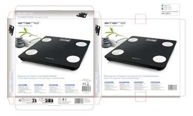 Ваги EMERIO цифрові для тіла з вимірюванням жиру, м'язів, кісток та BMI | Преміум якість | Автоматичне вимкнення | Макс. 180 кг | 2x AAA батареї в комплекті | Чорний BR-125479