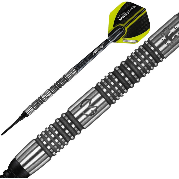 Дартс набір WINMAU Michael Van Gerwen MvG Authentic 22г, професійний, вольфрамовий, Softip, з оперенням і стрижнями