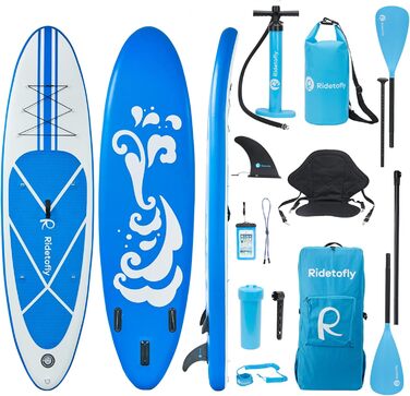 Надувна SUP-дошка Ridetofly SU01, комплект для веслування, йоги та риболовлі, синя, 27,7 x 81,3 x 15,2 см