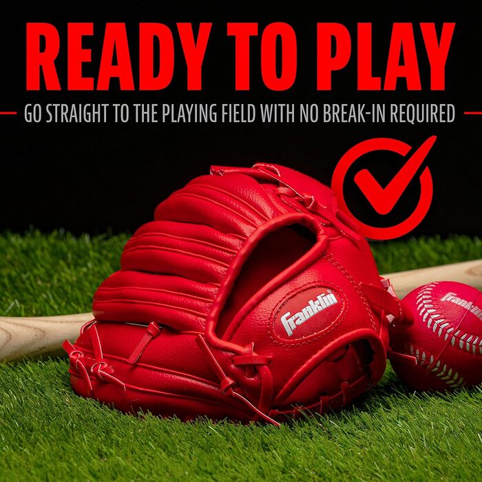 Рукавичка для бейсболу Franklin Sports RTP Kinder Teeball (червона, для правшів) + м'яч - дитячий набір для ті-болу