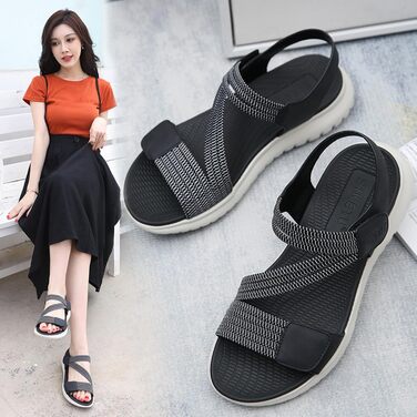 Жіночі сандалії літні Wandersandalen Freizeit Plateau - спортивні сандалії для відпочинку та прогулянок, чорного кольору, розмір 35-42 EU