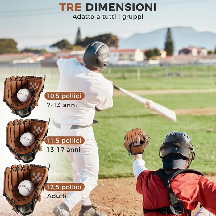 Рукавиця для бейсболу та софтболу Recht Hand 12.5 дюймів, коричнева, для дорослих, з м'ячем для тренувань та змагань