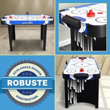 Серенелайф Ейрхокей: стіл для ехокею, ігровий стіл для геймерів, стіл для ехокею, ігри, шайби та шайбелі, міцний стіл для ехокею для дітей та дорослих, повний розмір, блакитно-чорний колір
