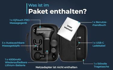 Масажний пістолет IQTouch PRO з Type-C зарядкою для м'язової релаксації, масажер для м'язів