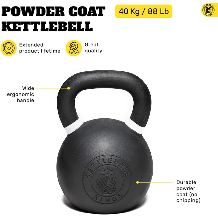 Kettlebell Kings гиря з порошковим покриттям для жінок і чоловіків, довговічна сталева гиря