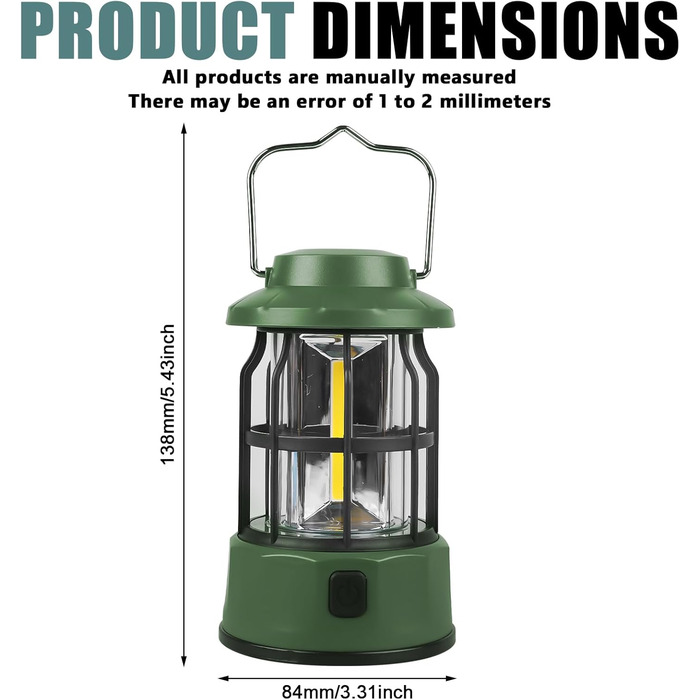 LED кемпінговий ліхтар 2 шт. - портативний, регульований, 3 режими, водонепроникний (IPX4), для риболовлі, туризму, надзвичайних ситуацій