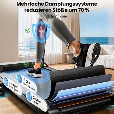 Складана бігова доріжка для дому та офісу з автоматичним нахилом 15%, двигун 3.0 к.с. (до 14 км/год), LED-дисплеєм та 12 програмами, макс. навантаження 136 кг, чорна