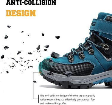 Зимові черевики VITIKE для дітей (хлопчики та дівчатка), тепле хутро, черевики для снігу та трекінгу, розмір 38 EU, колір Павлиній синій