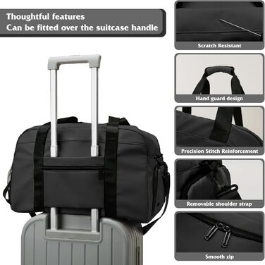 Спортивна сумка для жінок та чоловіків з відділенням для взуття та вологих речей, водонепроникна сумка для подорожей, тренувань, басейну та сауни (Чорна)