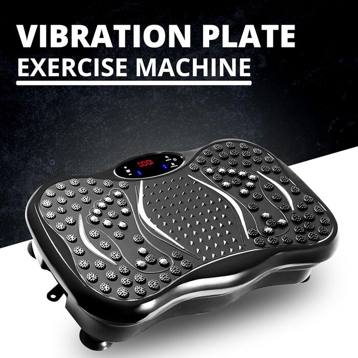 Платформа для тренувань MAXSTRENGTH з вібрацією | 99 рівнів інтенсивності та 5 програм | Тренування всього тіла | Домашні фітнес-прилади з Bluetooth-динаміками та еластичними стрічками (Чорний)