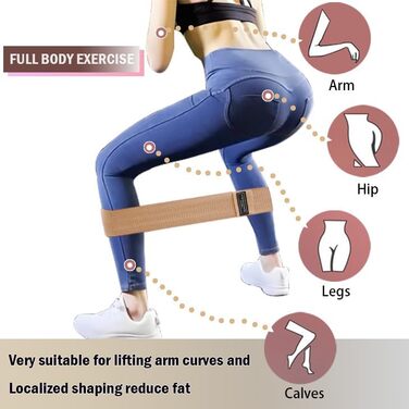 Стрічки опору для фітнесу: набір для тренувань сідниць та тіла. Стрічки для фітнесу з тканини для дому та залу. Колір: бежевий/хакі/коричневий