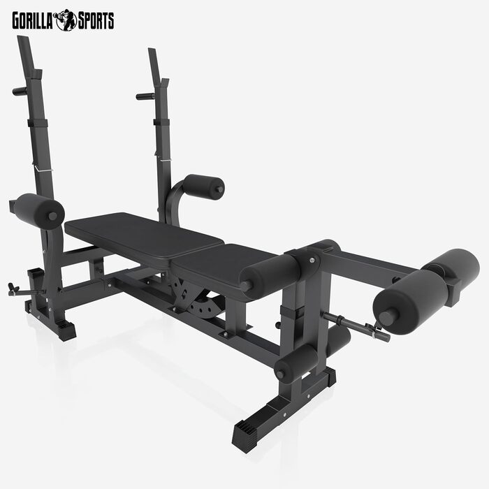 Лавка для штанги GORILLA SPORTS / універсальна силосна станція для штанги та гантелей біло-чорна - сертифікована RheinlandTÜV