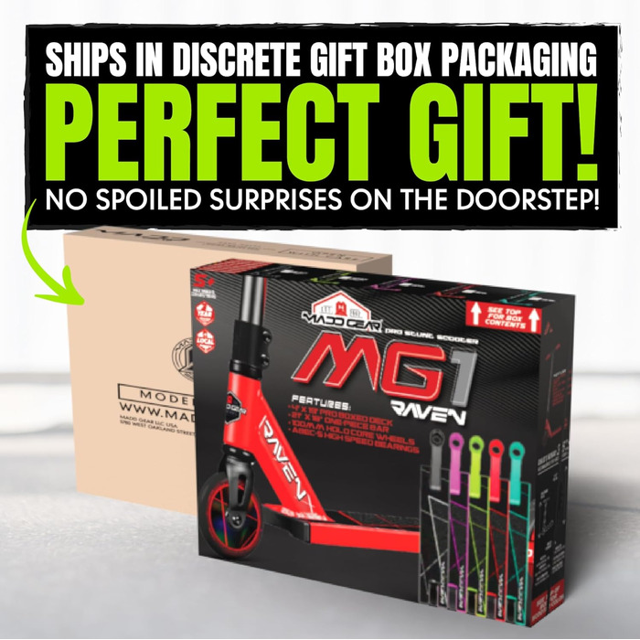 Скутер трюковий Madd Gear MG1 Raven Series – професійний, алюмінієвий, для дітей від 5 років (зелений/чорний)