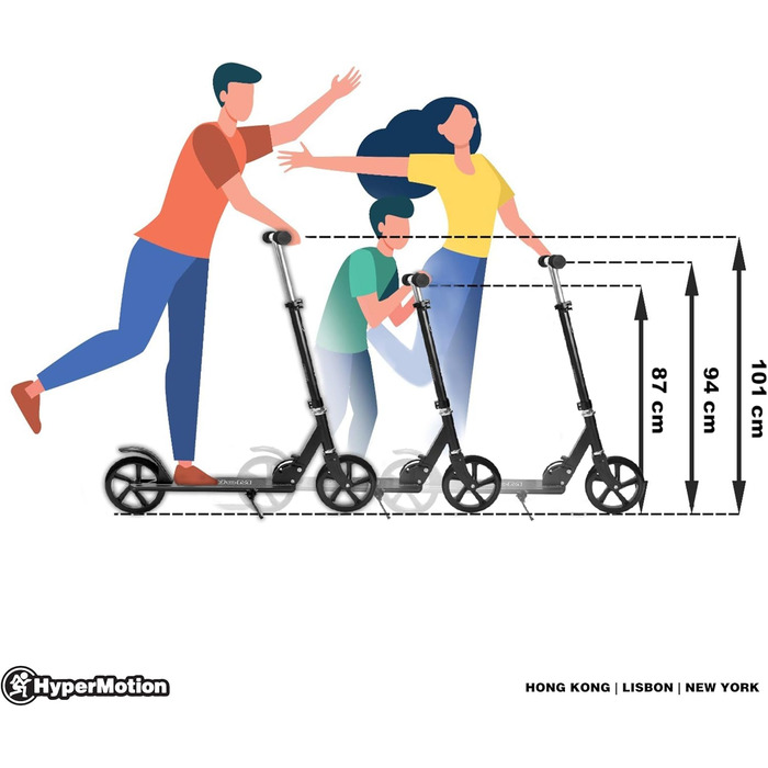 Дитячий трюковий самокат HyperMotion, складний, чорний, 20