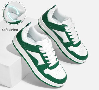 Жіночі кеди LUCKY STEP з блискучими стразами, шкіряні низькі кеди на шнурівках, зручні для прогулянок (40 EU, зелено-білі)