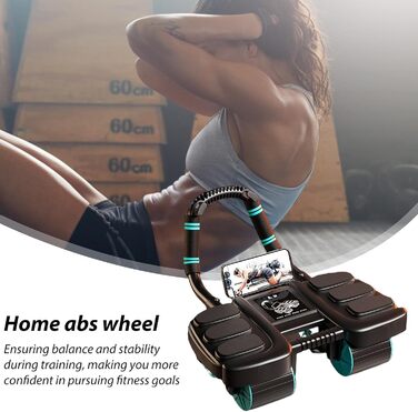 Колесо для пресу Ab Roller Wheel, тренажер для пресу з 4 колесами, для зміцнення м'язів кора, автоматичний відскок, чорний