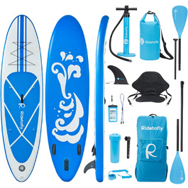 Надувна SUP-дошка Ridetofly SU01, комплект для веслування, йоги та риболовлі, синя, 27,7 x 81,3 x 15,2 см