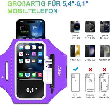 Спортивний браслет для телефону EOTW Joggen: зручна підставка для iPhone/Samsung (5.5-6.0 дюйми) з кишенькою для AirPods