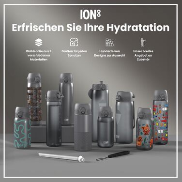 Пляшка для води Ion8 1 літр, 1000 мл, герметична, зручна для спорту та фітнесу, BPA-free, з ручкою, легка у догляді, для однієї руки, підходить для миття в посудомийній машині