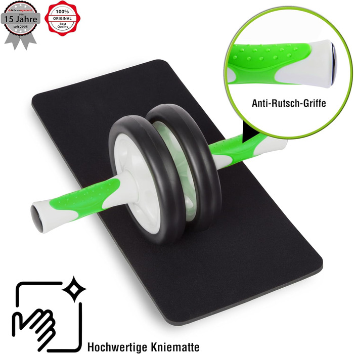 Ролер для пресу Ultrasport AB Roller з килимком для колін, тренажер для пресу для чоловіків та жінок, компактний, для сеньйорів, білий/рожевий