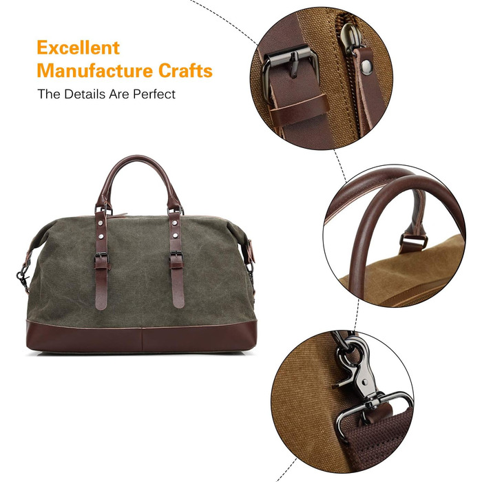Спортивна сумка-дорожня FANDARE для подорожей та кемпінгу, багатофункціональна сумка-вікенд з канвасу, армійський зелений