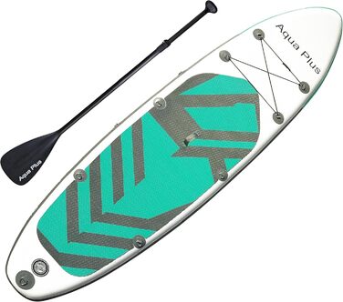 Надувне SUP Aqua Plus 15cm: дошка для паддлбордингу з аксесуарами (весло, насос, рюкзак) для будь-якого рівня підготовки, 335 x 83 x 15 см, сірий колір