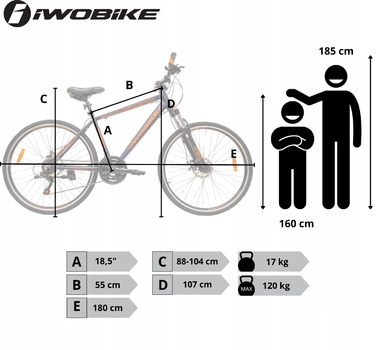 Трекінговий велосипед IWOBIKE Galaxy, рама 18,5 дюйма, колеса 28