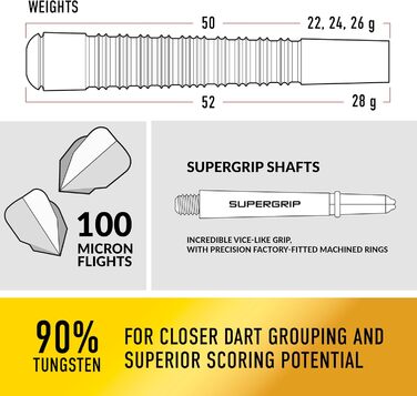 Набір дротиків Harrows Supergrip Ultimate 24 г з вольфрамовим наконечником та чохлом Blaze, 20 шт.