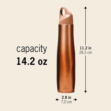Термос-бутилка Bioloco The Curve 420 мл з нержавіючої сталі, латунна, термобутилка для напоїв