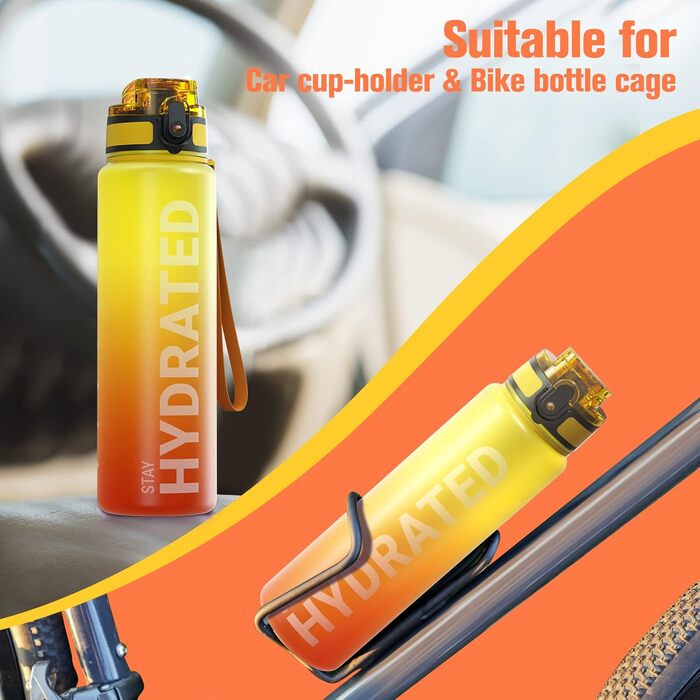 Спортивна пляшка Sahara Sailor 750 мл, тританова, BPA-free, герметична, для води, для спорту, велосипеда, кемпінгу, йоги, фітнесу, вогняний дизайн
