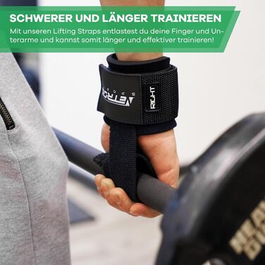 Текстильні ремені для підйому штанги NetroxSports - Фіксація зап'ястя, підтримка хвату, для силових тренувань, бодібілдингу, фітнесу (чоловіки та жінки)