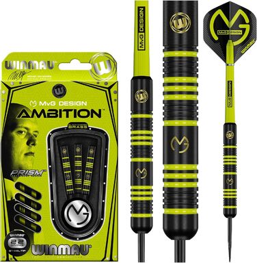 Дарти WINMAU Michael Van Gerwen MvG Ambition Professional - набір (сталеві/м'які, латунь) з пір'ям та стрижнями