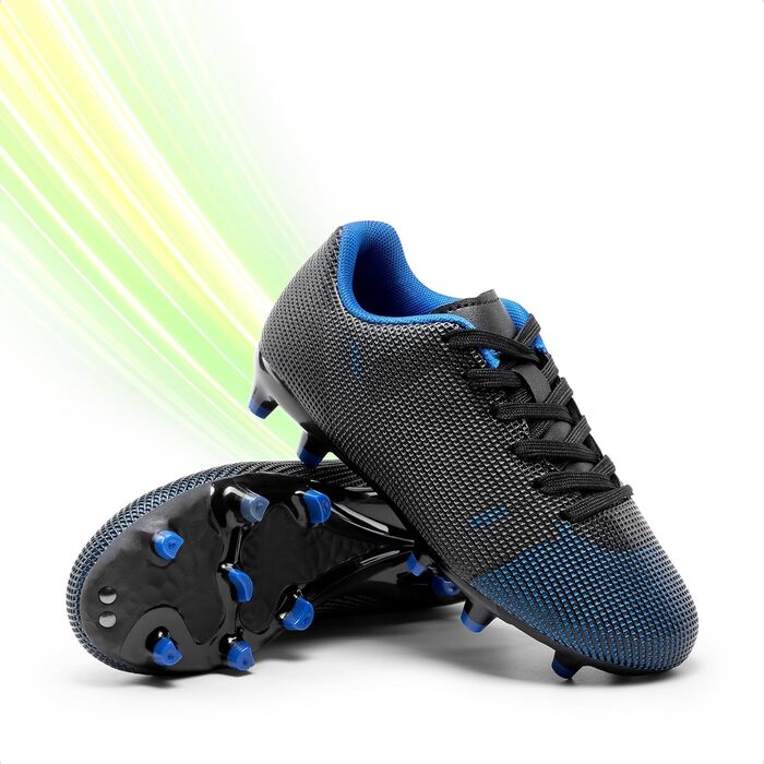 Дитячі футбольні бутси DREAM PAIRS з довгими шипами - легкі кросівки для легкоатлетики, тренувань, бігу та футболу (блакитний, неоново-зелений, чорний/блакитний), 28 EU
