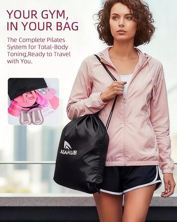 Набір для пілатесу Abahub: кільце 35 см, м'яч 25 см, 5 еластичних стрічок, шкарпетки для йоги, ковзаючі диски. Для жінок, домашні тренування, сила, гнучкість, стабільність та підтяжка тіла. Рожевий