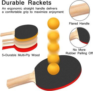 FBSPORT Набір для настільного тенісу: 2 ракетки, 6 м'ячів, сітка, сумка. Підходить для початківців та професіоналів. Колір: світло-блакитний