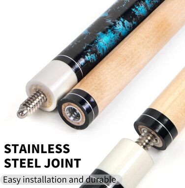 Кю Локей: Біліардний кий 58'' з крейдою (2 шт.) - міцний, з твердого дерева, для професійних гравців