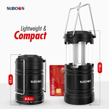 Набір з 2 LED кемпінгових ліхтарів SUBOOS: акумулятор, сонячна панель, живлення від батарейок AA, для кемпінгу, виживання, відключень електроенергії