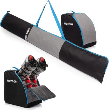 Набір для перевезення лиж та черевиків Meteor 2-в-1 Skitasche Set - Skisack (до 195 см) з вентиляцією, водонепроникний чохол та сумка для черевиків. Ідеально для зимового відпочинку та катання на лижах. Комплект для лиж та черевиків.
