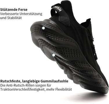 Чоловічі спортивні кросівки для бігу, тенісу, джогінгу та ходьби. Легкі, дихаючі, чорні, розмір 45 EU