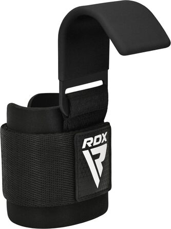 RDX Гаки для тяги 8 мм з м'яким захистом зап'ястя, професійні гачки для бодібілдингу, пауерліфтингу та фітнесу, для чоловіків і жінок, нековзні, чорні